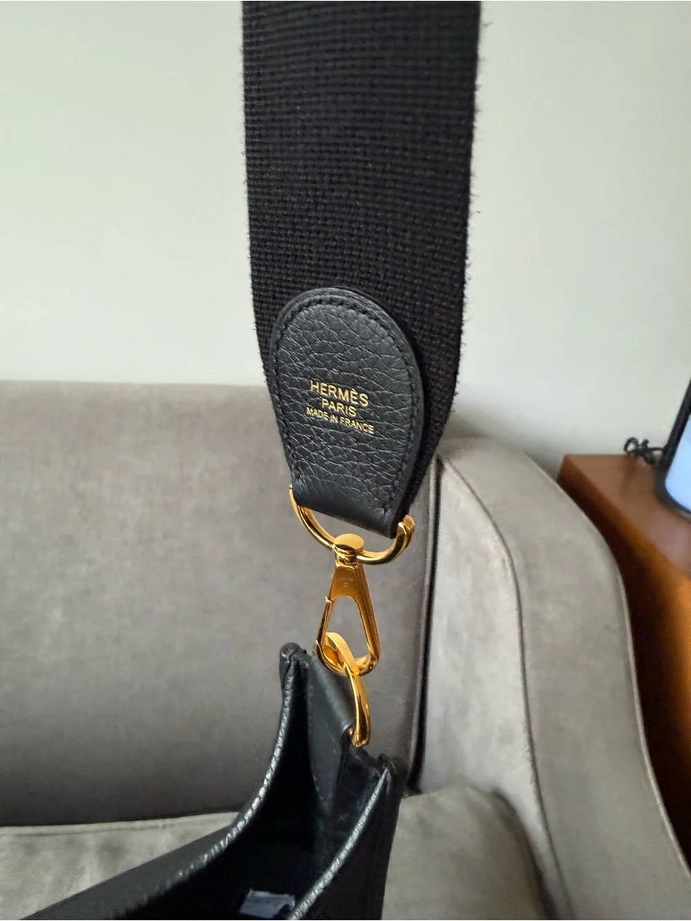 Hermes Black Perforated H Messenger Bag with Gold Hardware